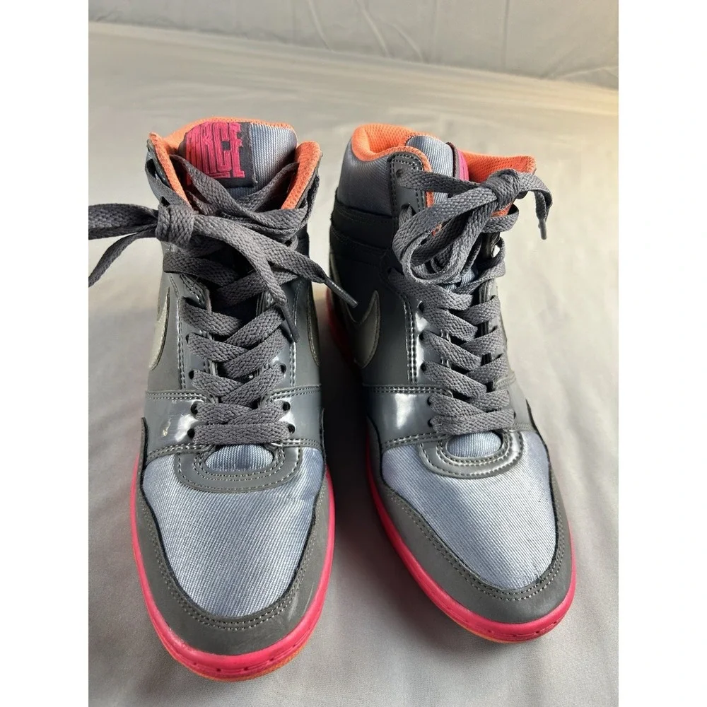 Nike‎ Court Borough Mid GS Youth 7Y Gray Orange High Top Sneakers